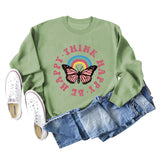 THINK HAPPY BE HAPPY BUTTERFLY MONOGRAM PRINT LONG-SLEEVED SWEATSHIRT
