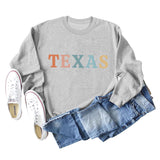 TEXAS Letter Printing Fashionable Autumn Winter Round Neck Long Sleeve Loose Oversize Sweater