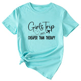 T-shirt décontracté à manches courtes et col rond pour filles, lettre Trip, 2023