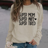 SUPER MOM SUPER WIFE LETTERS HEART BASE LONGSLEEVE DRESS WOMEN