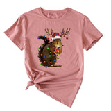 Squirrel Print Woman Casual Crewneck Short Sleeves