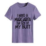 I Need A Margarita Printed Round Neck Fashion Letter Large Women's T-Shirt Loose Short Sleeve Shirt