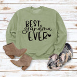 Best Grandma Ever Letters Simple Fashion Round Neck Loose Long-sleeved Sweater for Women