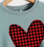 Valentine's Day Women's Fall and Winter Plaid Love Print Sweater