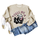 Cross-border CALL ME Fashion Letter Love Printing Long Sleeve Loose Casual Sweater Girl