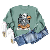 THE PUMPKIN KING Pumpkin Skull Halloween Round Neck Large Size Long-sleeved Sweater Women