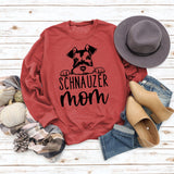 SCHNAUZER MOM Round Neck Letter Women's Sweatshirt Print Loose Long Sleeve