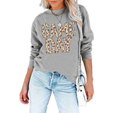 Pullover Simple Round Neck Top Long Sleeve Game Day Printed Loose Sweater