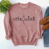Round Neck Tops Long Sleeve Print Loose Sweatshirt