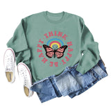 THINK HAPPY BE HAPPY BUTTERFLY MONOGRAM PRINT LONG-SLEEVED SWEATSHIRT