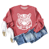 GAME DAY Tiger Letter Loose Bottom Long Sleeves Plus Size Sweatshirt Woman
