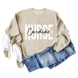 Cardiac Nurse Lettering Loose Crewneck Underneath Long-sleeved Sweatshirt