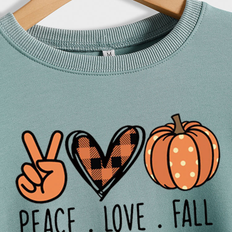 PEACE. LOVE.FALL Letters Love Pumpkin Round Neck Long-sleeved Sweater Women