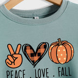 PEACE. LOVE.FALL Letters Love Pumpkin Round Neck Long-sleeved Sweater Women
