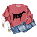 Plant Flower Sheep Print New Autumn and Winter Women's Long Sleeve Loose Large Sweater