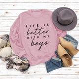 Round Neck Letter Top Women's Sweater LIKE IS Better Sweater Printing