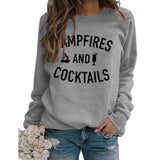 Autumn and winter new women's campfires and cocktails letter printed sweater