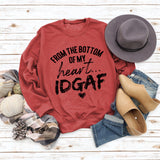 From The Bottom Letters Round Neck Women's Tops Long-sleeved Printed Loose Sweatshirt