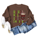 HO HO HOLY SHIT SPOT LETTER COFFEE LOOSE LONG SLEEVED SWEATSHIRT WOMEN