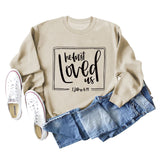 He First Loved Us Base Lettering Long Sleeved Large Sweater Women