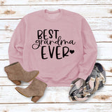 Best Grandma Ever Letters Simple Fashion Round Neck Loose Long-sleeved Sweater for Women