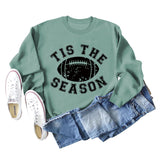 SPOT TIS THE SEASON RUGBY LETTER PRINT LONG SLEEVED SWEATSHIRT WOMEN