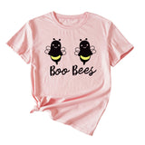 Womens Boo Bees Cute Pattern Printed Round Neck Short Sleeve T-shirt