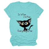 Kurzärmliges T-Shirt mit Rundhalsausschnitt und großem Buchstabendruck „It's Fine I'm Fine“