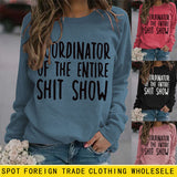 COORDINATOR OF Simple Round Neck Shirt Long Sleeve Printing Loose Sweater