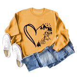 Love Camping Bus Print Round Neck Long Sleeve Oversized Sweatshirt Women