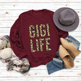 Women's Tops GIGI LIFE Leopard Print Letters Casual Sweatshirt