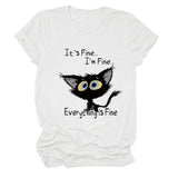 Kurzärmliges T-Shirt mit Rundhalsausschnitt und großem Buchstabendruck „It's Fine I'm Fine“