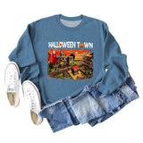 Halloween Town Letter Printed Women's Loose New Sweater Long Sleeve Shirt