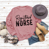 Letter Registered Nurse Fall and Winter Bottoming Large Size Long-sleeved Women's Sweatshirt