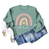 Be Kind Rainbow Print Round Neck Long Sleeve Women's Large Sweater