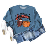Tis' The Season Pumpkin Letters Halloween Loose Round Neck Long Sleeve Sweater Women