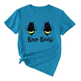 Womens Boo Bees Cute Pattern Printed Round Neck Short Sleeve T-shirt