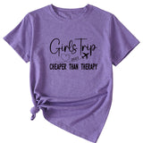 T-shirt décontracté à manches courtes et col rond pour filles, lettre Trip, 2023
