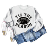 SPOT TIS THE SEASON RUGBY LETTER PRINT LONG SLEEVED SWEATSHIRT WOMEN