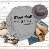Printed Round Neck Letter Stitching Tops Long Sleeve Thou Shall Not Women's Printed Sweatshirt