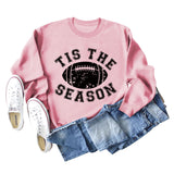 SPOT TIS THE SEASON RUGBY LETTER PRINT LONG SLEEVED SWEATSHIRT WOMEN