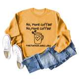No More Coffee Heart Letters Loose Long-sleeved Women's Sweatshirt