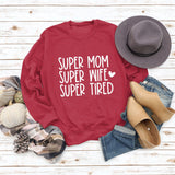 SUPER MOM SUPER WIFE LETTERS HEART BASE LONGSLEEVE DRESS WOMEN