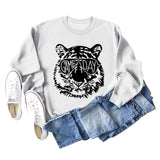 GAME DAY Tiger Letter Loose Bottom Long Sleeves Plus Size Sweatshirt Woman