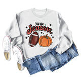 Tis' The Season Pumpkin Letters Halloween Loose Round Neck Long Sleeve Sweater Women