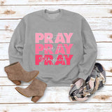 Round Neck Tops Long Sleeve PRAY Onit PRAY Oues It Printed Sweatshirt