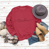 Teacher Letter Loose Bottom Casual Long-sleeved Plus-size Sweatshirt