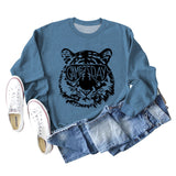 GAME DAY Tiger Letter Loose Bottom Long Sleeves Plus Size Sweatshirt Woman