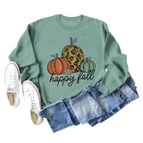 Happy Fall Pumpkin Letter Print Halloween Fall and Winter Round Neck Long Sleeve Sweater Women