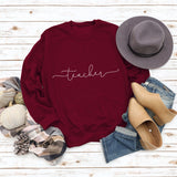 Teacher Letter Loose Bottom Casual Long-sleeved Plus-size Sweatshirt